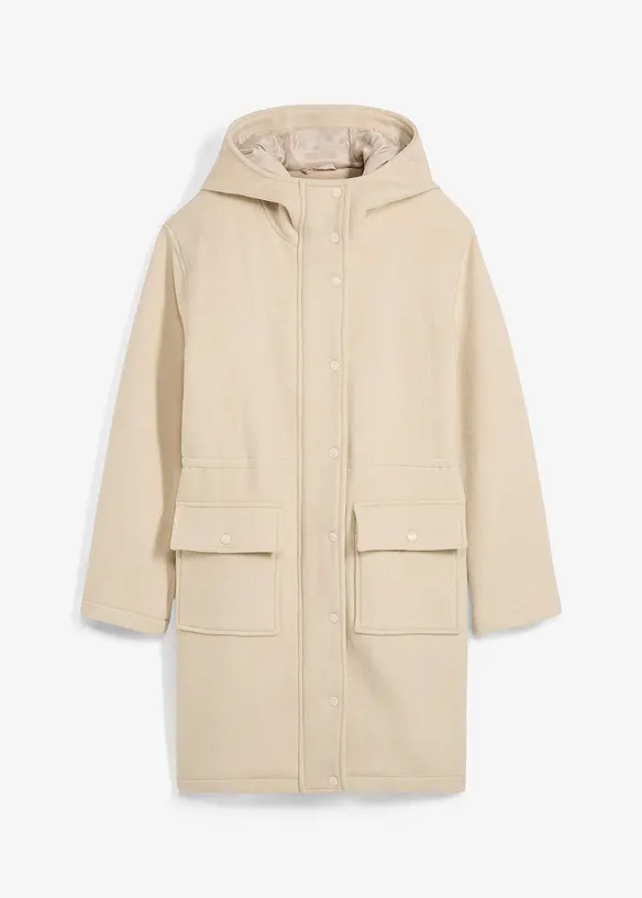 Woll-Parka in beige von vorne - bonprix