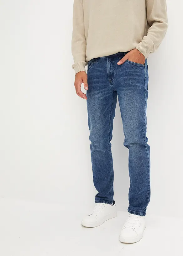 Regular-Fit-Jeans aus hochwertigem, schwerem Denim, Straight in blau von vorne - bonprix
