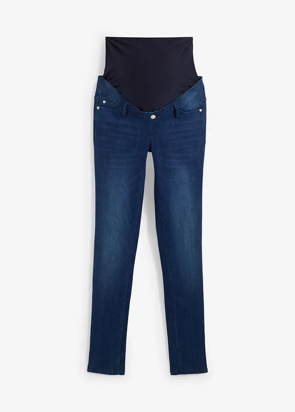 Umstandsjeans mit wärmender Innenseite, Slim-Fit in blau von vorne - bonprix