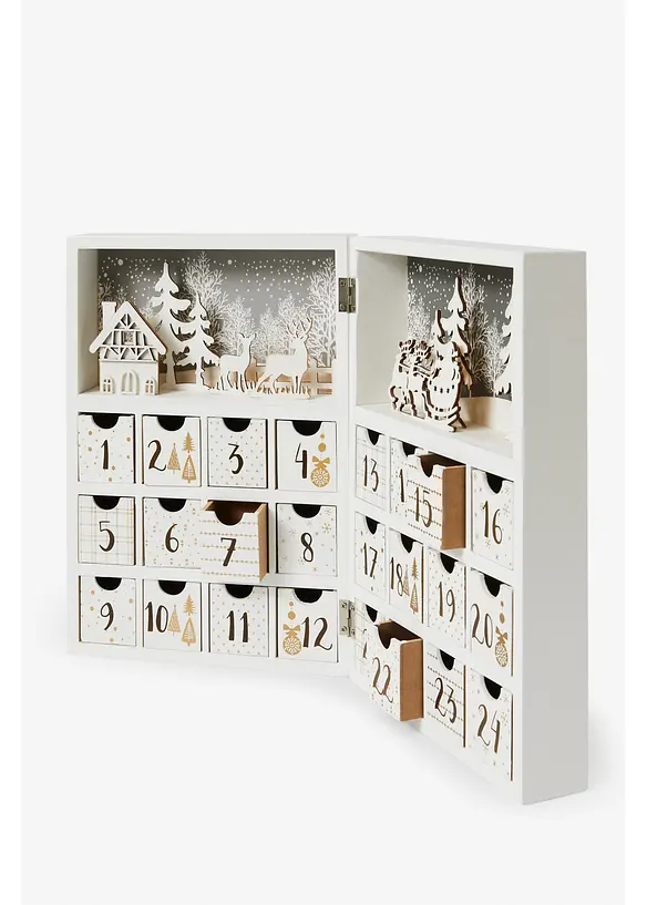 Adventskalender mit Schubladen in weiß von vorne - bonprix