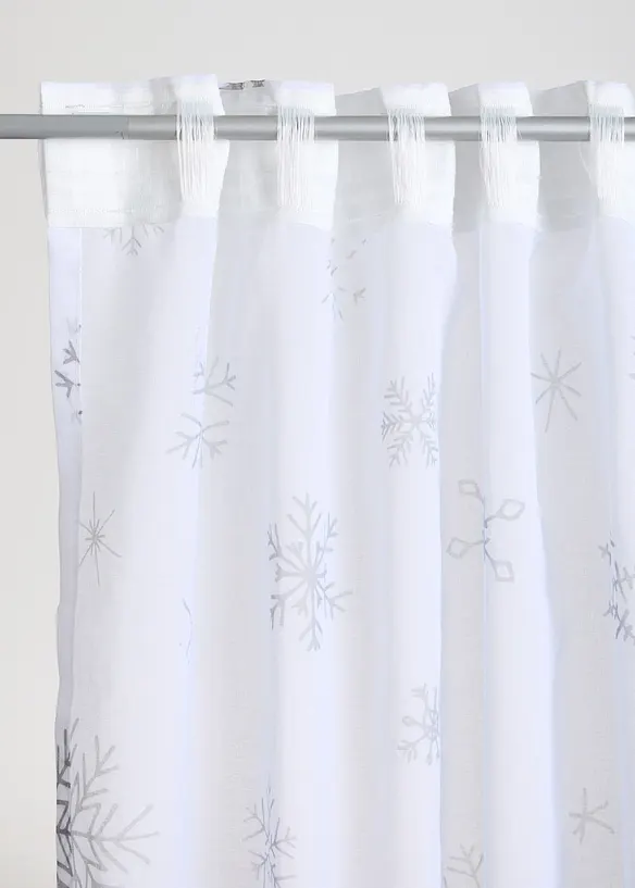 Gardine mit Schneeflocken mit recyceltem Polyester (1er Pack) in weiß - bonprix