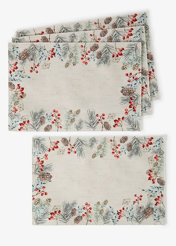 Tischset mit Winter Motiv (4er Pack) in beige von vorne - bonprix