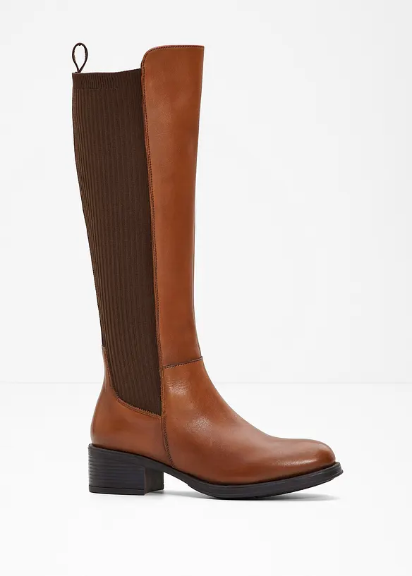 Stiefel aus Leder in braun von vorne - bonprix