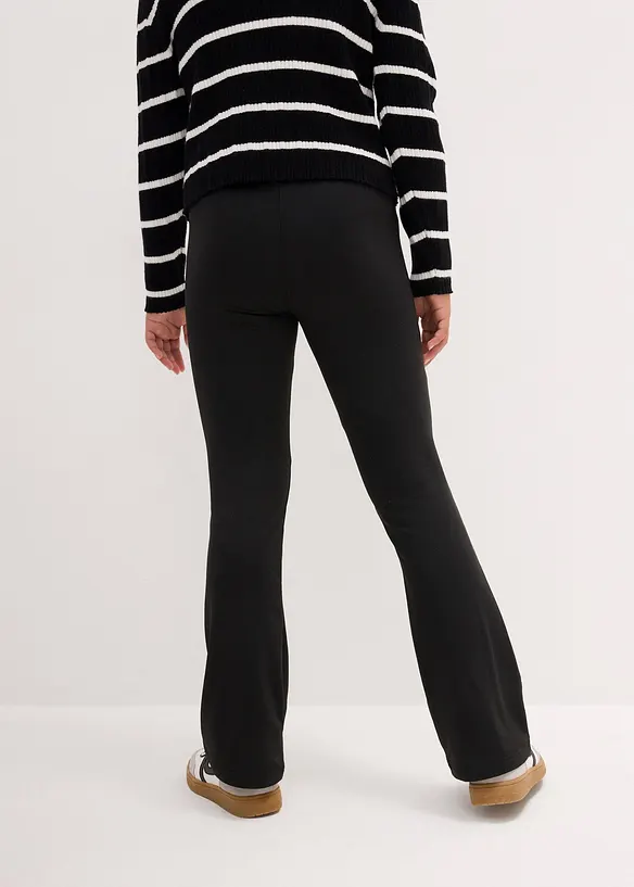 Ausgestellte Jerseyhose mit angerauter Innenseite in schwarz von hinten - bonprix