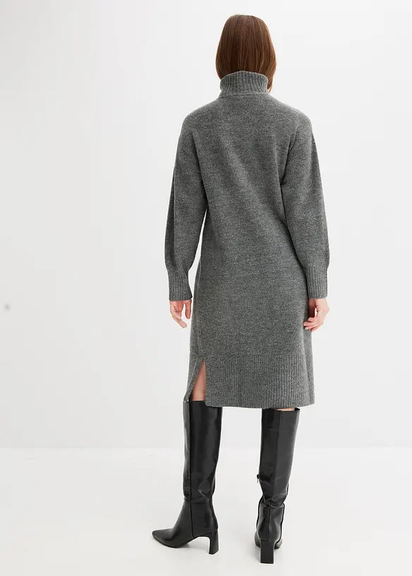 Strickkleid mit Schlitz in grau von hinten (Totalaufnahme) - bonprix Strickkleid mit Schlitz in grau von hinten (Totalaufnahme) - bonprix
