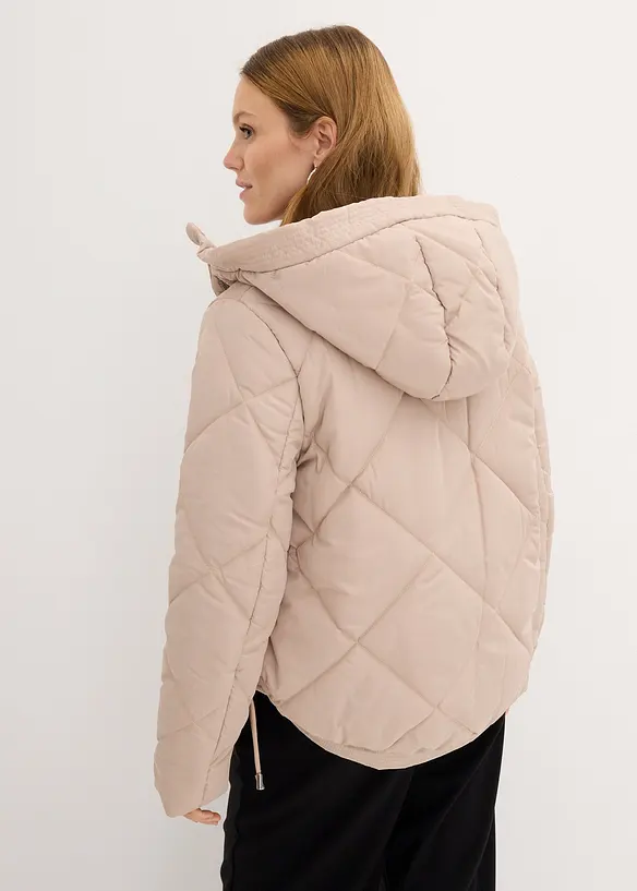 Kurze Steppjacke mit Futter in Kontrastfarbe in beige von hinten (im Anschnitt) - bonprix