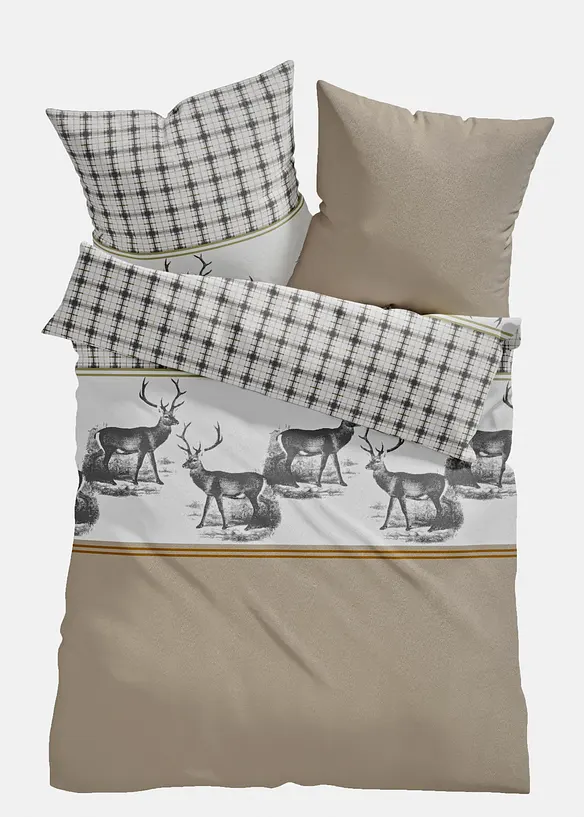 Biber-Bettwäsche in beige von vorne - bonprix