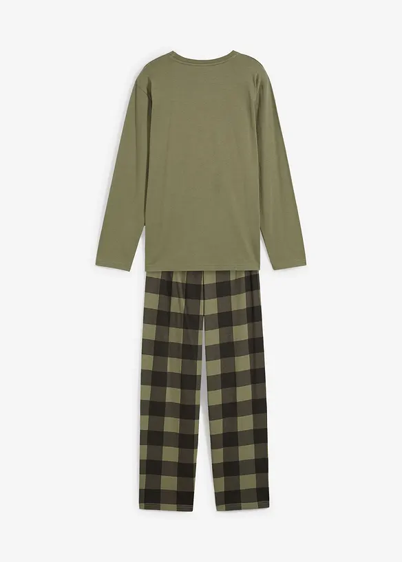 Pyjama aus reiner Bio-Baumwolle (2-tlg. Set) in grün von hinten - bonprix