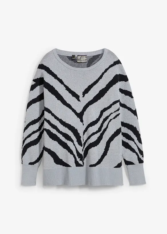 Jacquard Pullover in grau von vorne - bonprix