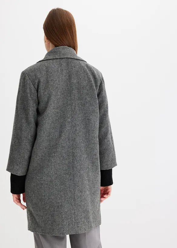 Kurzmantel in Wolloptik in schwarz von hinten (Totalaufnahme) - bonprix