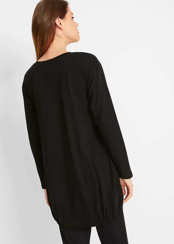 Longshirt aus reiner Baumwolle in schwarz von hinten (im Anschnitt) - bonprix