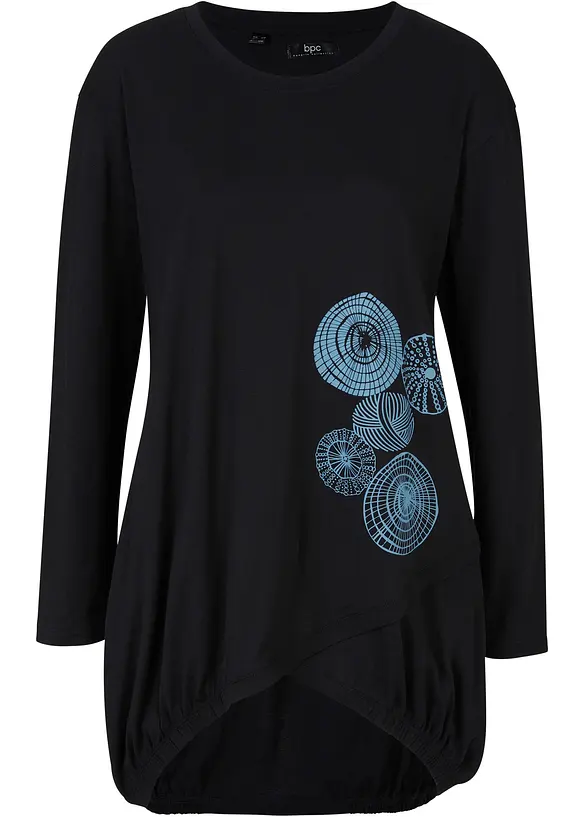 Longshirt aus reiner Baumwolle in schwarz von vorne - bonprix
