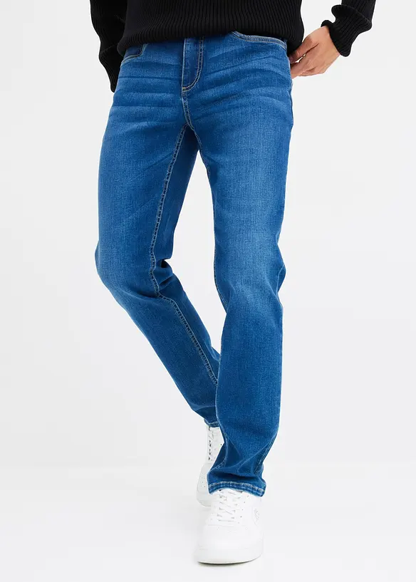 Regular-Fit-Jeans, Tapered in blau von vorne - bonprix