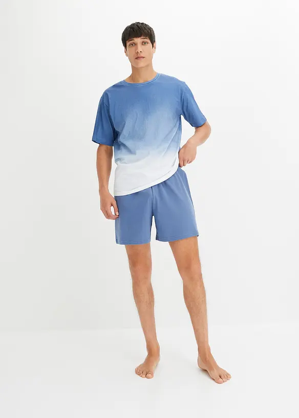 Shorty aus reiner Baumwolle in blau von vorne (Totalaufnahme) - bonprix