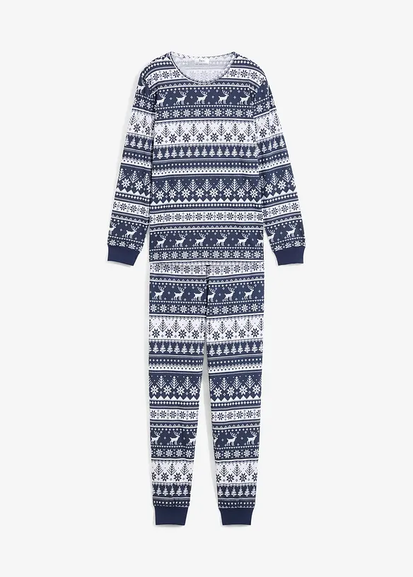 Kinder Pyjama aus reiner Bio-Baumwolle (2-tlg. Set) in blau von vorne - bonprix