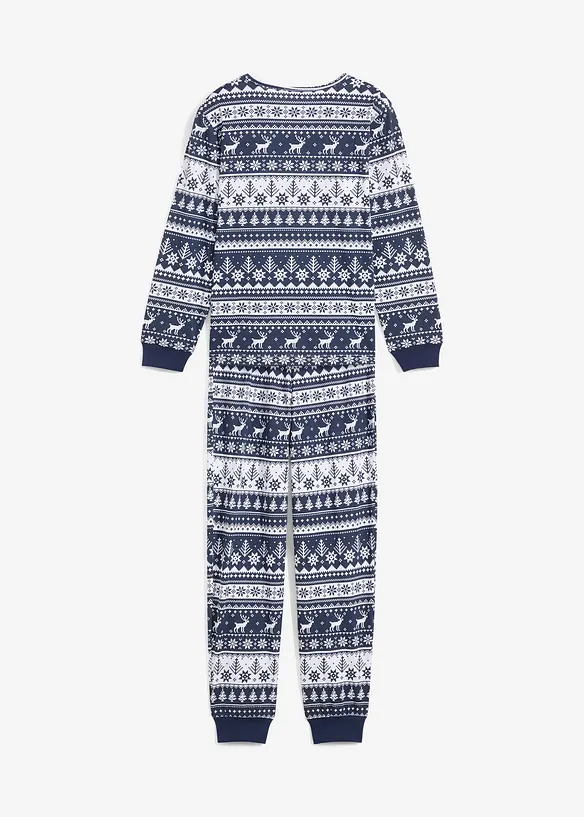 Kinder Pyjama aus reiner Bio-Baumwolle (2-tlg. Set) in blau von hinten - bonprix