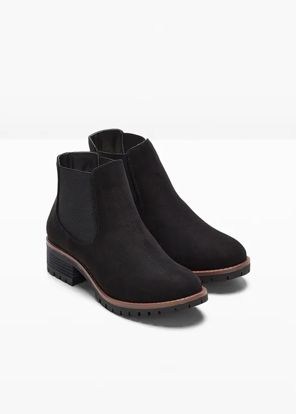Chelsea-Boots mit Profilsohle in schwarz - bonprix