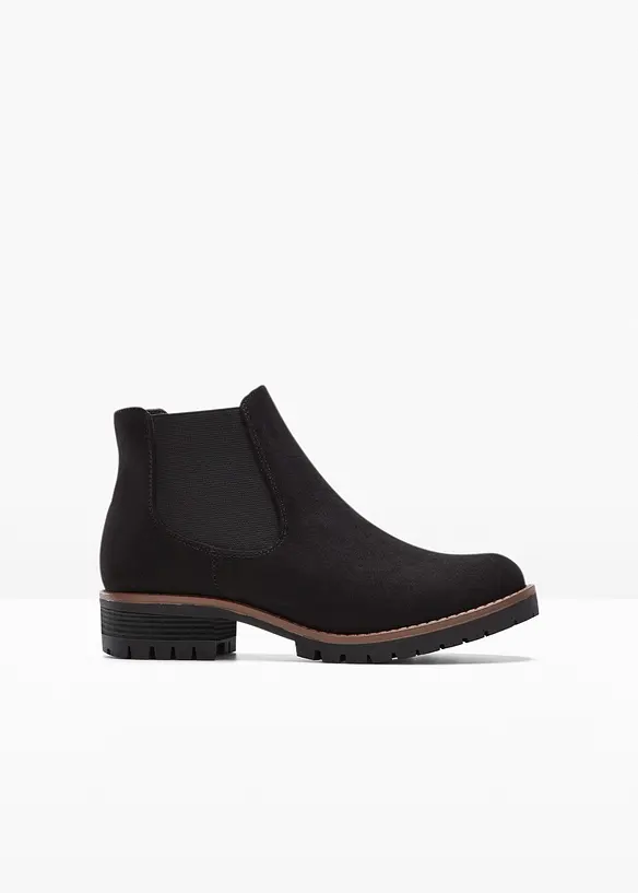 Chelsea-Boots mit Profilsohle in schwarz von vorne - bonprix