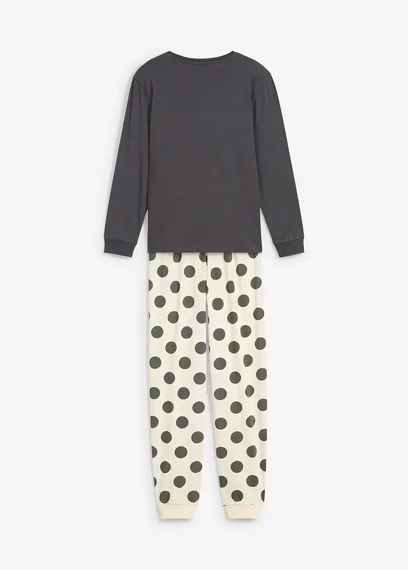 Pyjama aus reiner Bio-Baumwolle  (2-tlg. Set) in grau von hinten - bonprix