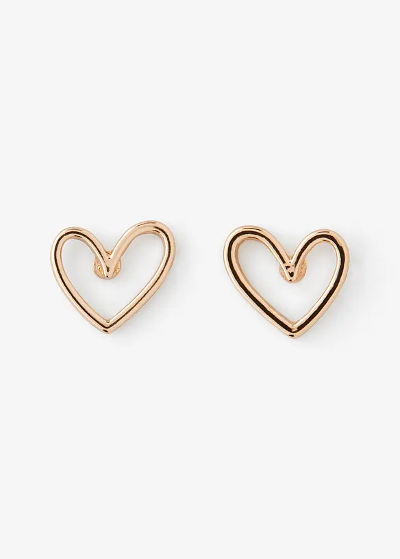 Ohrstecker in Herzform in gold von vorne - bonprix