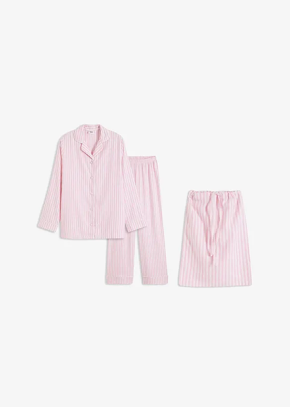 Gewebter Flanell Pyjama mit Geschenktasche in rosa von vorne - bonprix