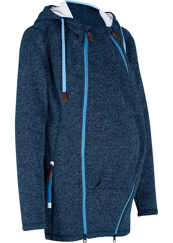 2-in-1 Umstands- und Tragejacke aus Strickfleece in blau von der Seite - bonprix
