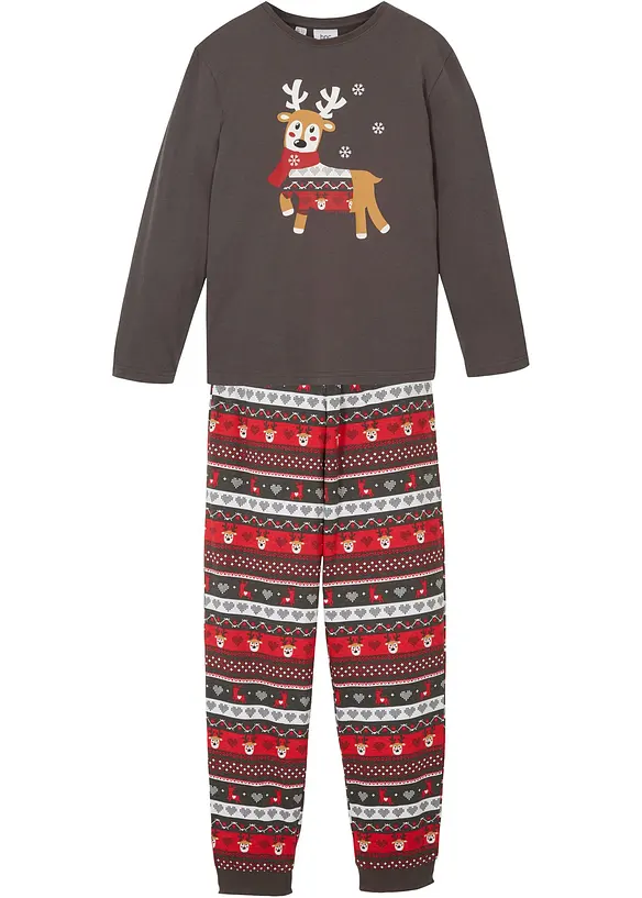 Pyjama mit Bio-Baumwolle (2-tlg. Set) in grau von vorne - bonprix