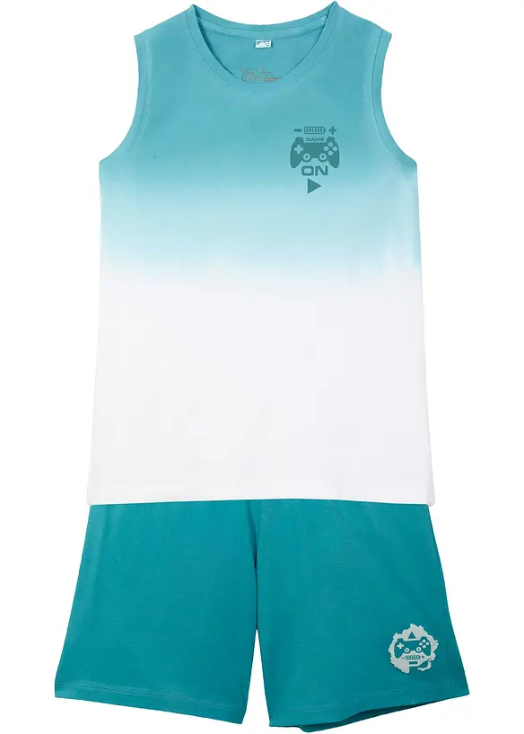 Tanktop und Jersey-Bermuda (2-tlg.Set) in blau von vorne - bonprix