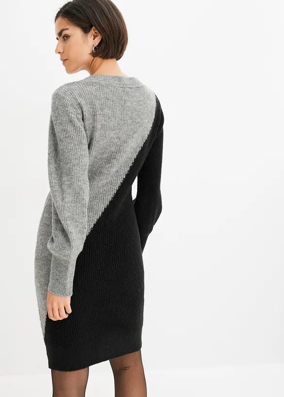 Strickkleid in schwarz von hinten (Totalaufnahme) - bonprix