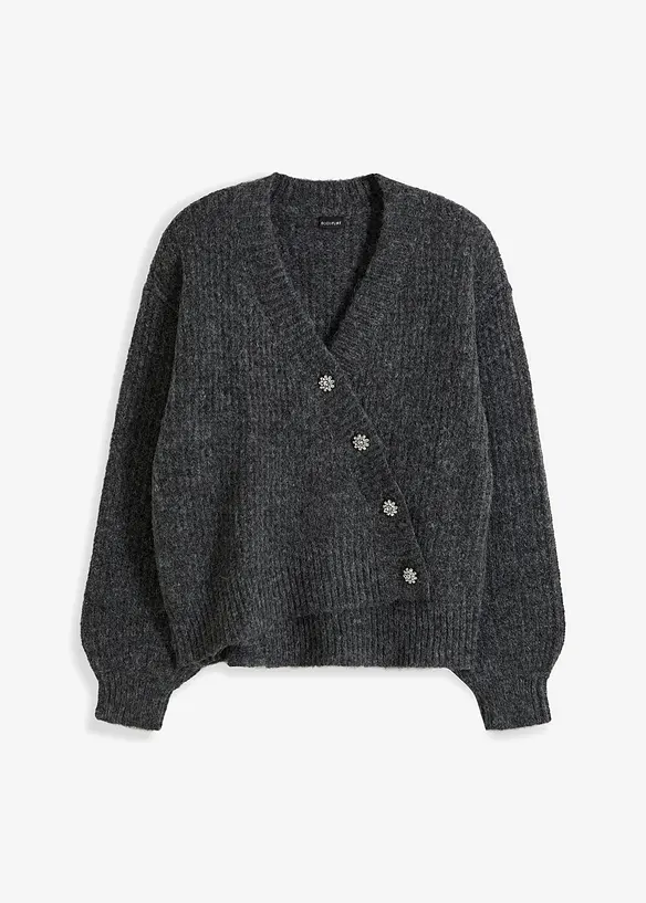 Grobstrickjacke aus weichem Wollmix in grau von vorne - bonprix Grobstrickjacke aus weichem Wollmix in grau von vorne - bonprix