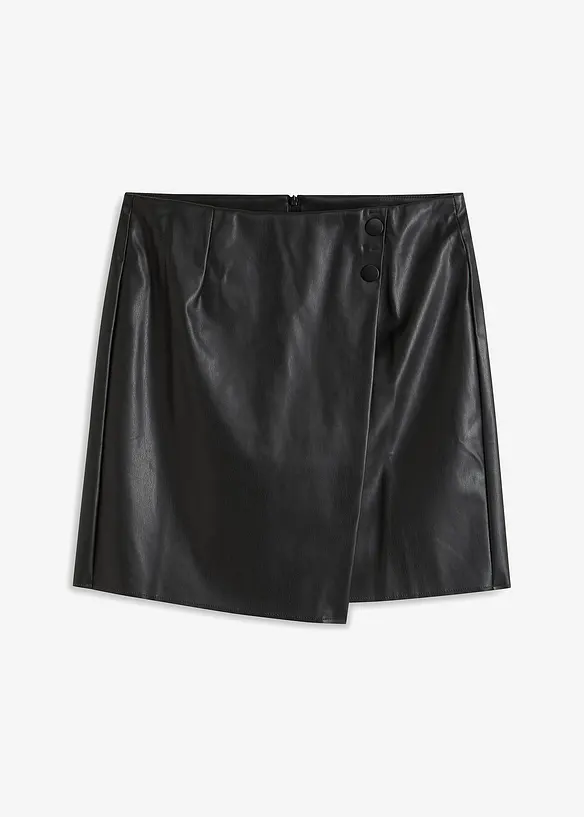 Lederimitat-Rock in schwarz von vorne - bonprix Lederimitat-Rock in schwarz von vorne - bonprix