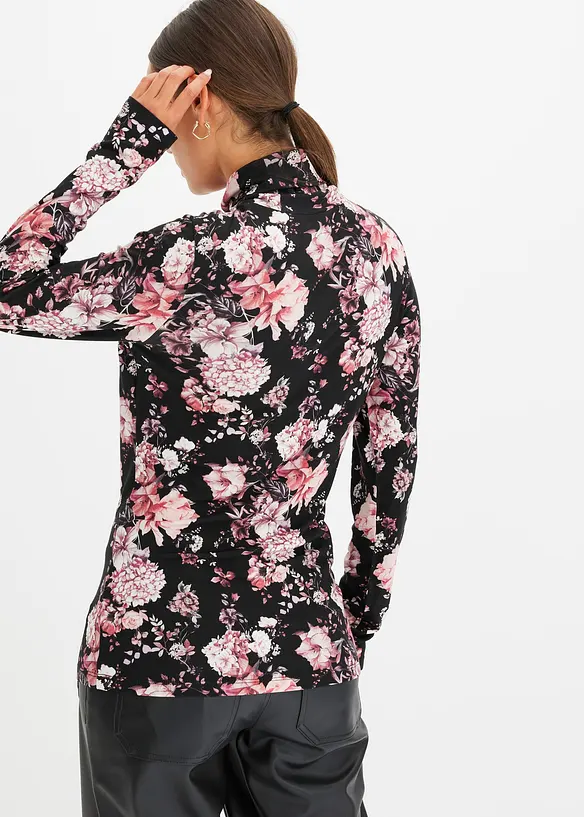 Langarmshirt aus softem Viskose-Mix in schwarz von hinten (im Anschnitt) - bonprix