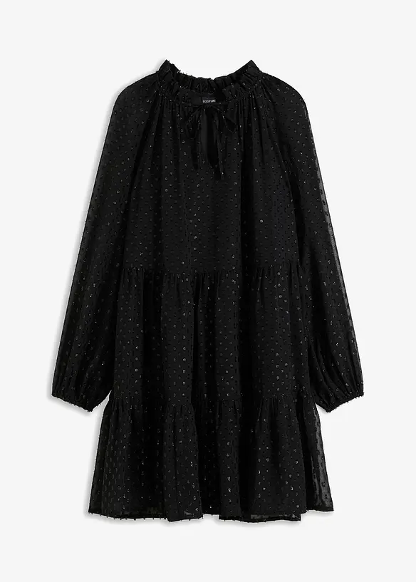 Tunika-Kleid mit Glitzereffekt in schwarz von vorne - bonprix