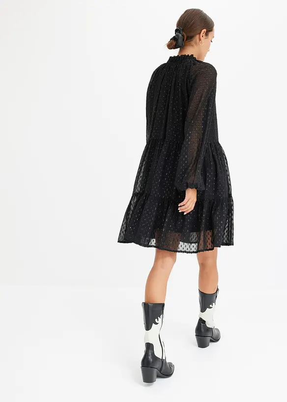 Tunika-Kleid mit Glitzereffekt in schwarz von hinten (Totalaufnahme) - bonprix