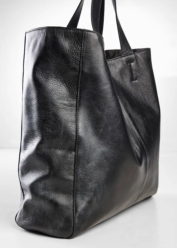 XXL-Ledershopper in schwarz von hinten - bonprix