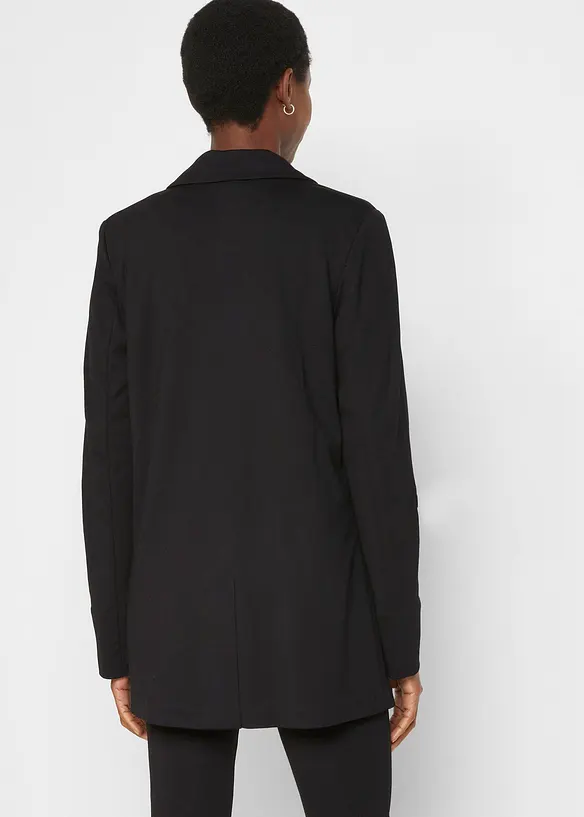 Langer Sweatblazer aus Punto di Roma in schwarz von hinten (im Anschnitt) - bonprix