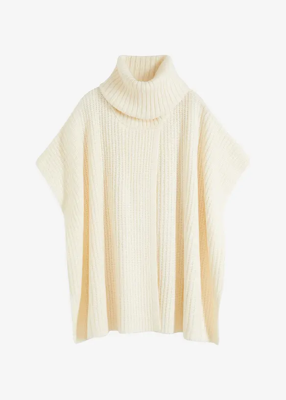 Poncho-Pullover in beige von vorne - bonprix