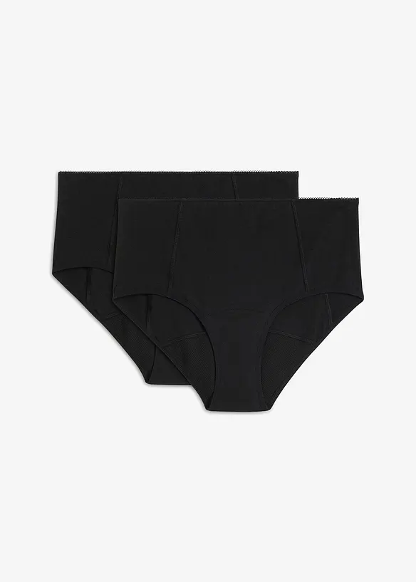 Perioden Maxipanty mit leichter Saugstärke (2er Pack) in schwarz von vorne - bonprix