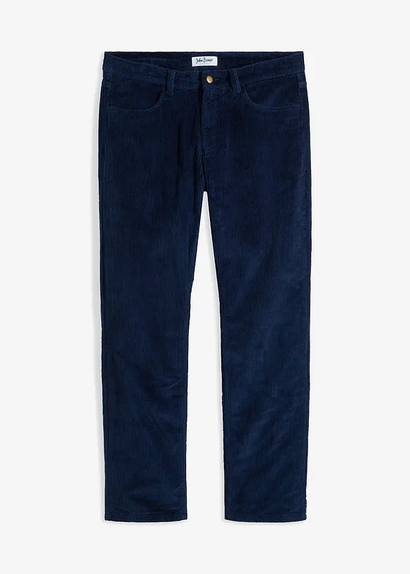 Thermo Relaxed-Fit Cordhose mit Flanellfutter, Straight in blau von vorne - bonprix