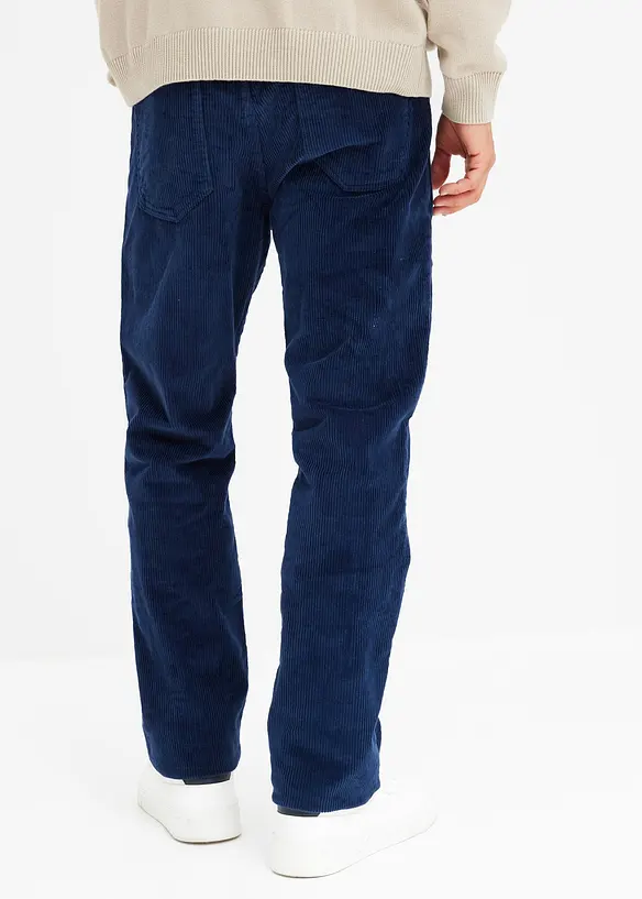 Thermo Relaxed-Fit Cordhose mit Flanellfutter, Straight in blau von hinten - bonprix