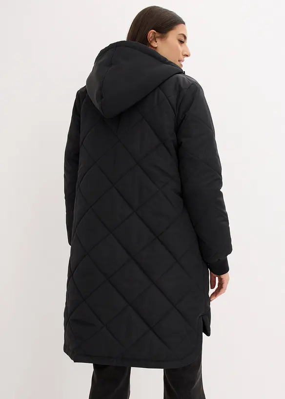 Kapuzen-Kurzmantel mit Steppung in schwarz von hinten (Totalaufnahme) - bonprix