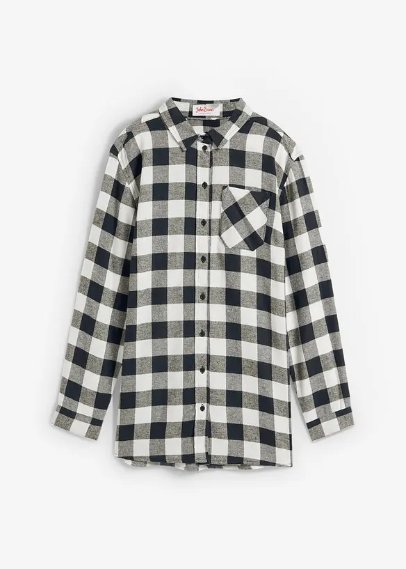 Flanell-Longbluse aus reiner Baumwolle in weiß von vorne - bonprix Flanell-Longbluse aus reiner Baumwolle in weiß von vorne - bonprix
