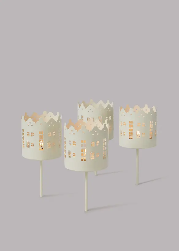 Kerzenhalter für Adventskranz (4er Pack) in weiß von vorne (Ambiente) - bonprix