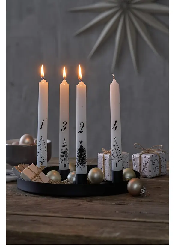 Stabkerzen mit Zahlen 1-4 (4er Pack) in weiß (Ambiente) - bonprix