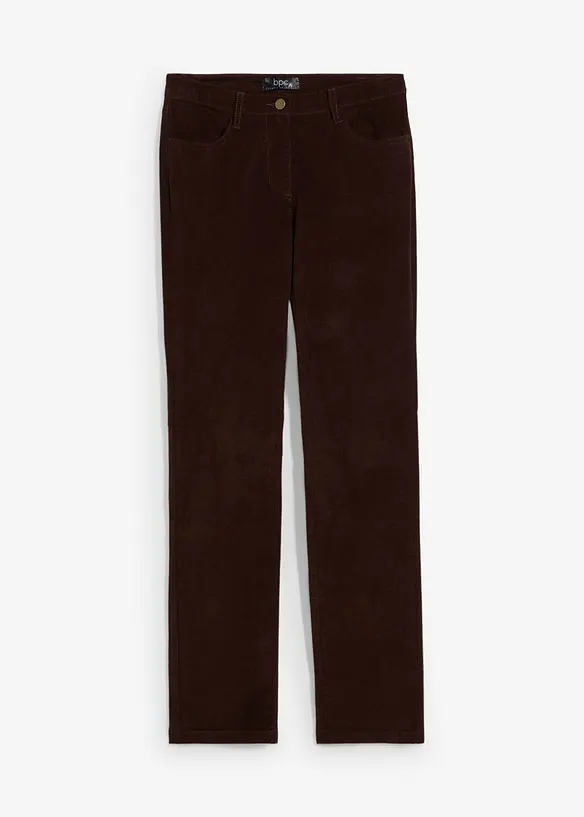 Cordhose aus elastischem Baumwoll-Mix in braun von vorne - bonprix