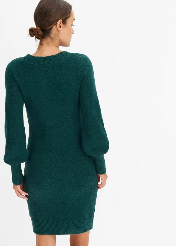 Strickkleid in grün von hinten (Totalaufnahme) - bonprix