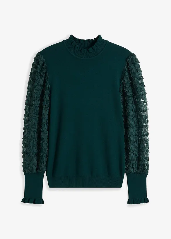 Rollkragenpullover aus weichem Viskose-Mix in grün von vorne - bonprix