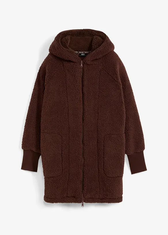 Teddy-Fleece Jacke in braun von vorne - bonprix