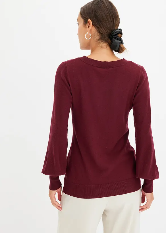 Feinstrickpullover in rot von hinten (im Anschnitt) - bonprix