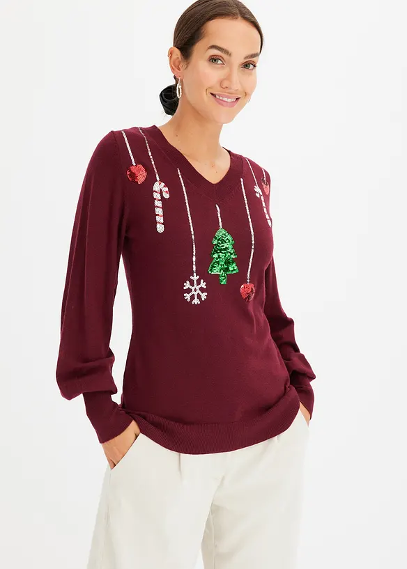Feinstrickpullover in rot von vorne (im Anschnitt) - bonprix